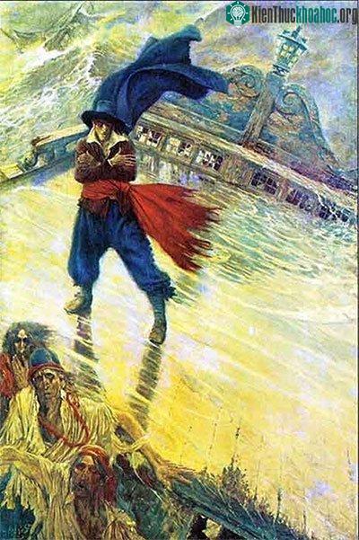 Hình vẽ mô tả thuyền trưởng van der Decken trong thời khắc định mệnh.