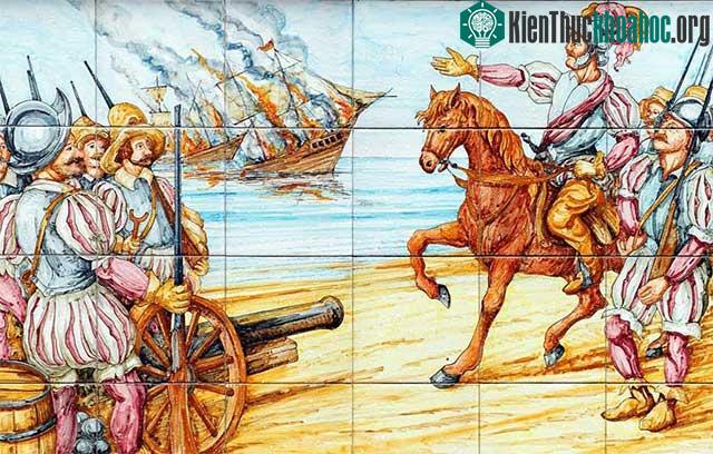 Quân đội Tây Ban Nha từng bước đánh bại lực lượng Aztec.