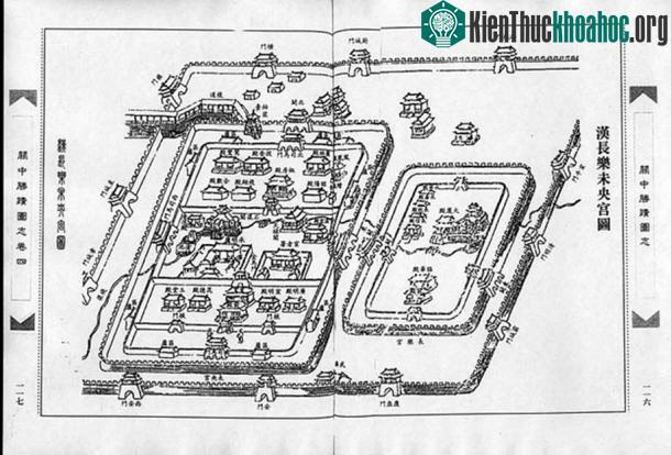 Minh họa thời nhà Thanh về Vị Ương cung và Trường Lạc cung.