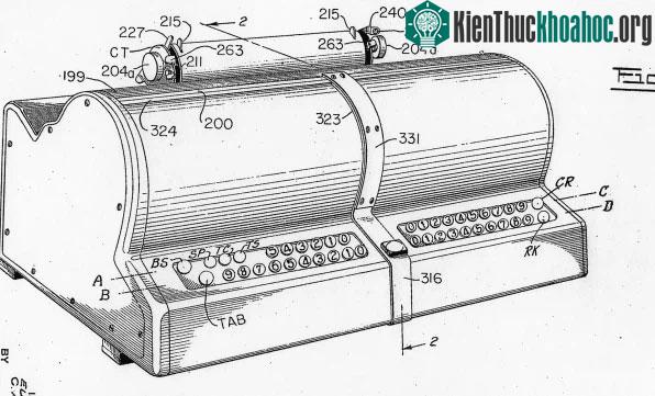 Hình ảnh từ bằng sáng chế máy đánh chữ của Kao Chung-Chin .