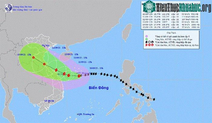 Hướng di chuyển của bão Conson