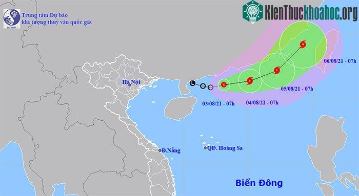 Vị trí và hướng di chuyển của áp thấp nhiệt đới.