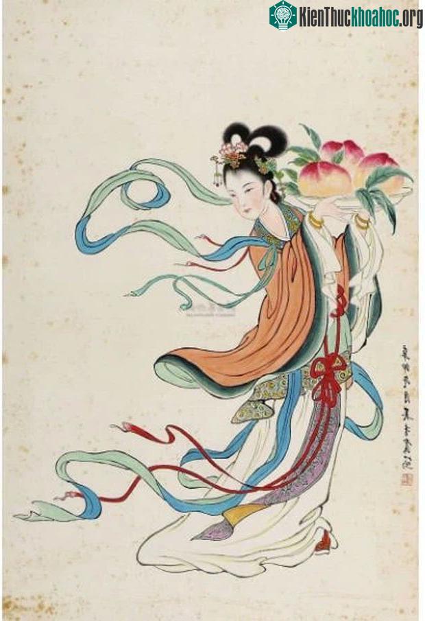 Bức tranh "Ma Cô hiến thọ đồ" thường được in trên gốm sứ.