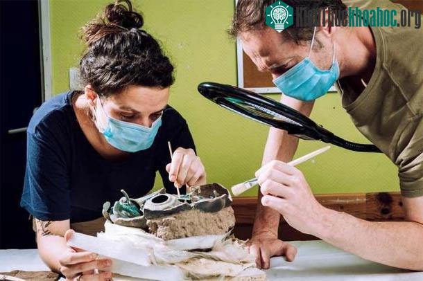 Các nhà khoa học đang khôi phục các hiện vật tại phòng thí nghiệm