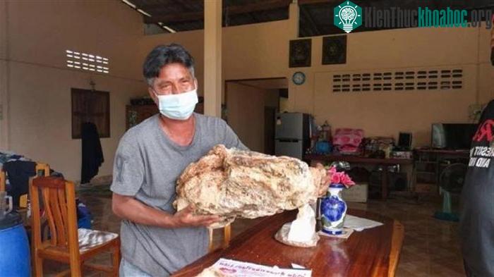 Khối long diên hương mà ông Narong Phetcharaj nhặt được.