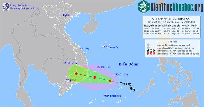Hướng đi dự kiến của áp thấp nhiệt đới