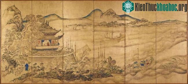 Hồ Động Đình. Tranh của Ike no Taiga vẽ những năm 1750, bảo tàng quốc gia Tokyo.