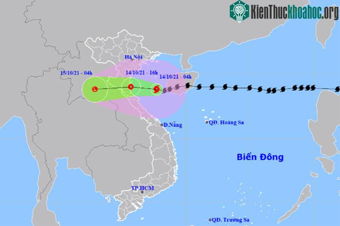 Dự báo đường đi và khu vực ảnh hưởng của bão.