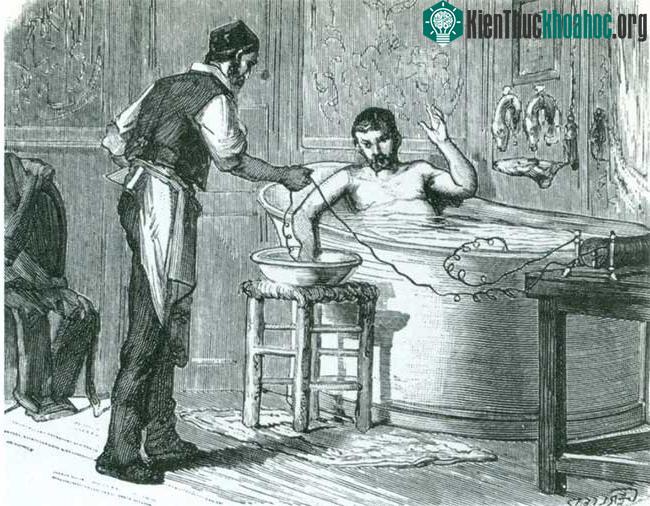 Bồn tắm điện kiểu Pháp, khoảng cuối những năm 1870.