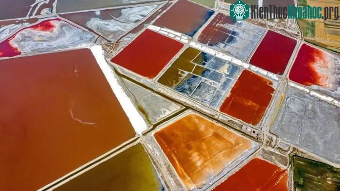 Nhìn từ trên cao, Hồ Muối Yuncheng như bảng màu nước của các họa sĩ.