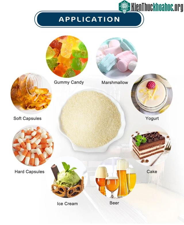 Gelatin thường được dùng để làm các loại thực phẩm có tính dẻo và sệt