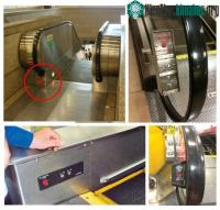 Ảnh Nút "dừng khẩn cấp" của chiếc thang cuốn nằm ở đâu?