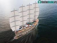Ảnh Concept siêu thuyền buồm khổng lồ có chứa cả bể bơi, sân bóng